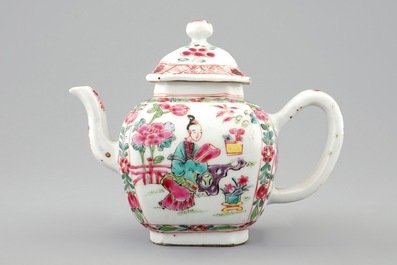 A Chinese famille rose teapot and cover, Yongzheng/Qianlong
